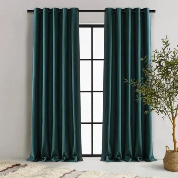 BRENES Set of 2 Blockout Curtain Green by Freedom, 100% Polyester