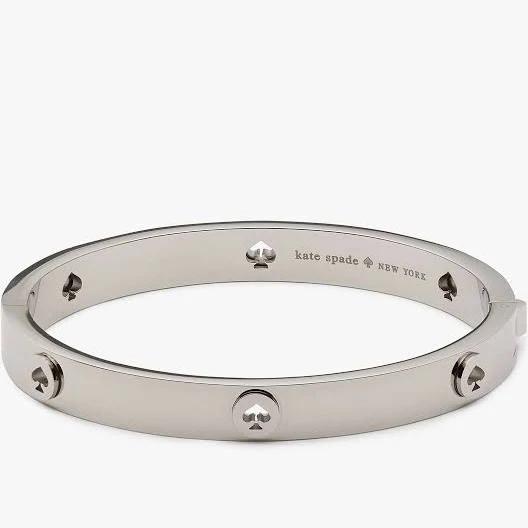 Kate Spade Spot The Spade Studded Hinged Bangle Silver One Size