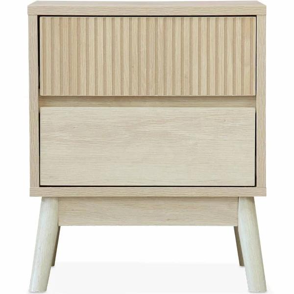 Linear - Grooved Wooden Bedside Table