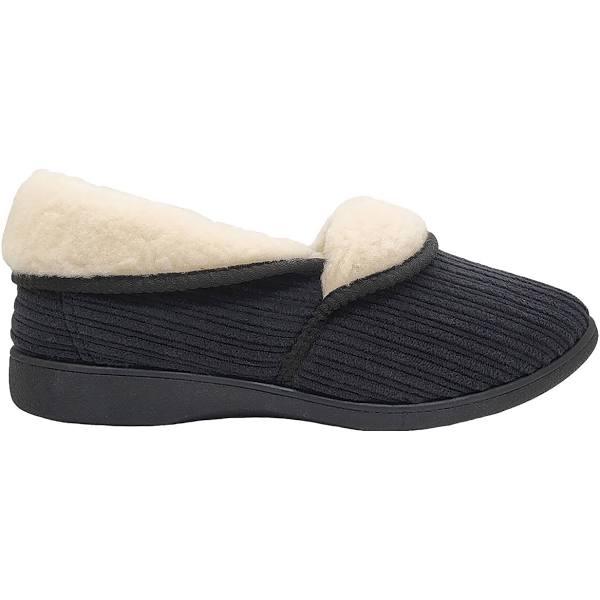 Grosby Catherine Velour Slipper in Charcoal Grey 8