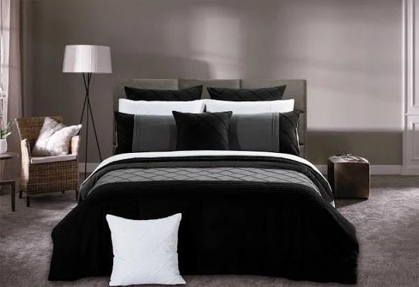 Luxton Super King Size Black Diamond Pintuck Quilt Cover Set(3PCS)