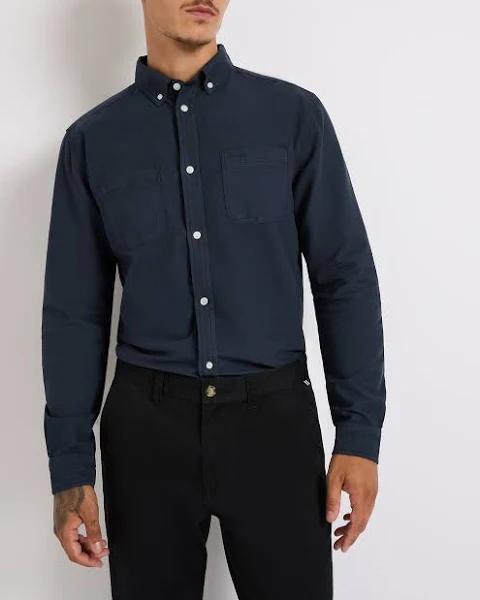 Marcs Men Luke Oxford Shirt in Navy, Size XXL