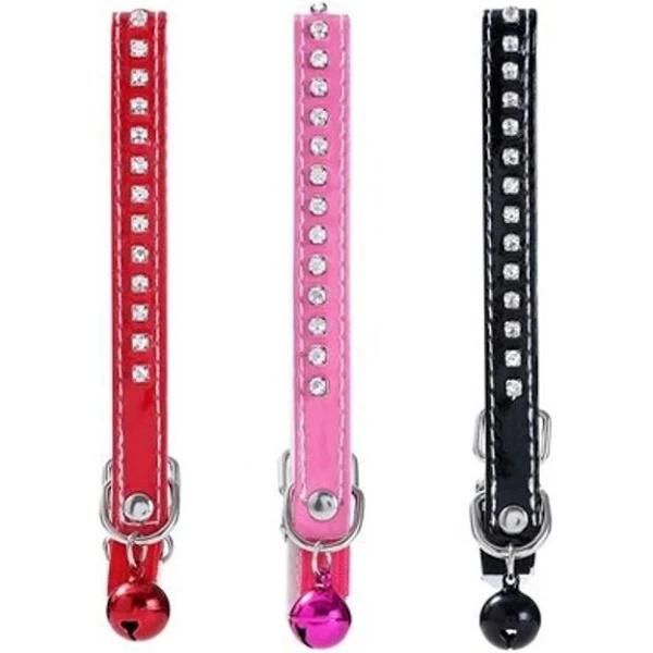 48 x Diamonte PU Coated Cats Collars w/ Bell | Pet Adjustable Neck Strap Collars - AfterPay & zipPay Available