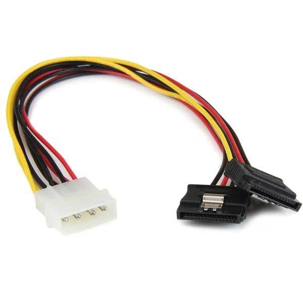 StarTech 12in LP4 to 2x Latching SATA Power Y Cable Splitter Adapter - 4 Pin Molex to Dual SATA