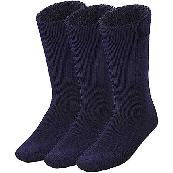 BR 3 Pairs Bamboo Socks Mens Heavy Duty Premium Thick Work Socks Cushion Bulk - Black - 11-14