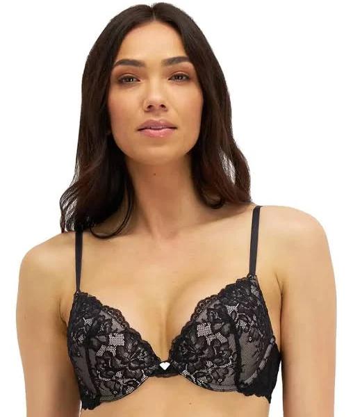 Temple Luxe Lace Level 1 Push Up Bra Black 10 B
