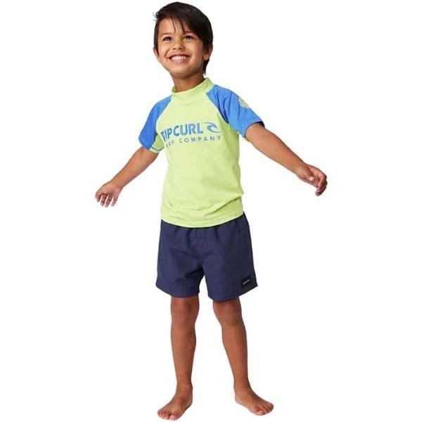 Rip Curl Toddlers' Shock Short Sleeve Rash Vest in Blue | Size 3-4