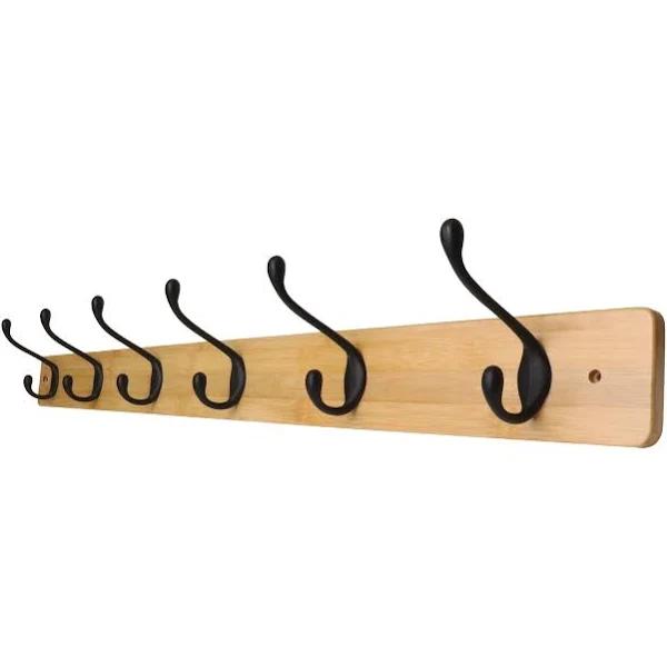 Adoored 95cm Black 6 Hook Bamboo Hat and Coat Rack