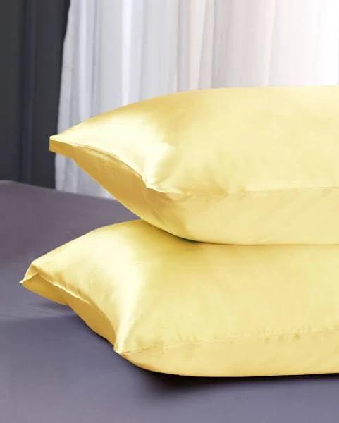 LILYSILK Silk Pillowcase 22 Momme Mulberry Silk Yellow Australia Hypoallergenic Temperature Adjustable Single(51 x 66cm)