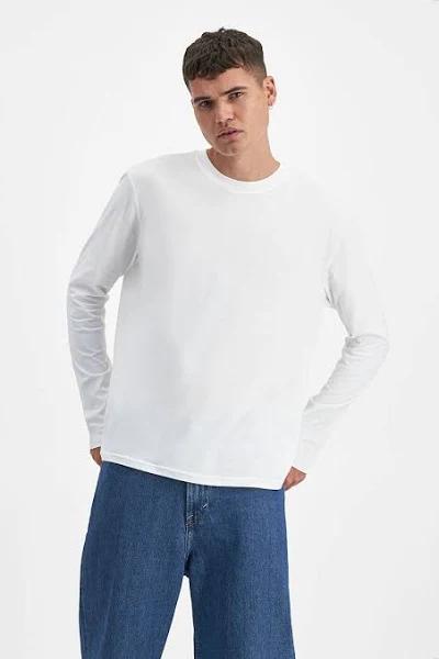 Bonds Men's Originals Mid Weight Long Sleeve Crew in White Size: Large, Aussie Cotton