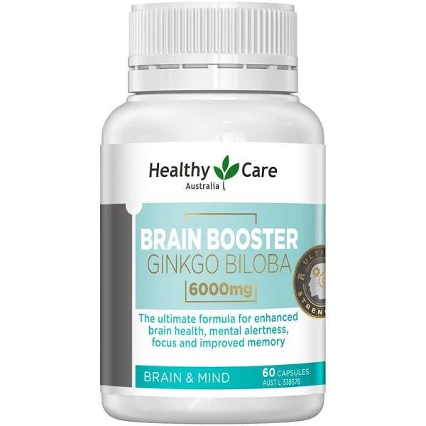 Healthy Care Brain Booster Ginkgo Biloba 6000mg 60 Capsules