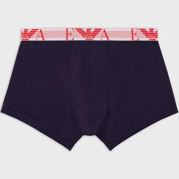 Emporio Armani - Organic Cotton Boxer Briefs With Monogram Logo Waistband, 95% Cotton 5% Elastane, Denim, Size: S