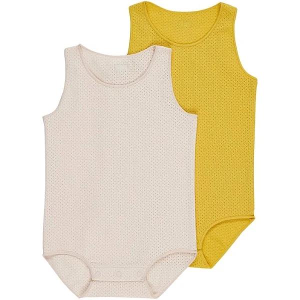 Bonds Baby Wondercool Eyelet Singletsuit 2 Pack - Yellow & Cream 1