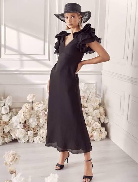 Forever New Rylie Ruffle Shoulder Maxi Dress in Black 4