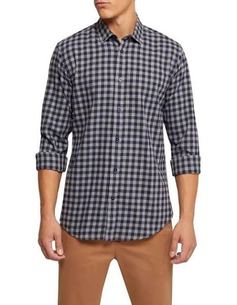 Oxford Stratton Flannel Check Shirt in Blue Blue L