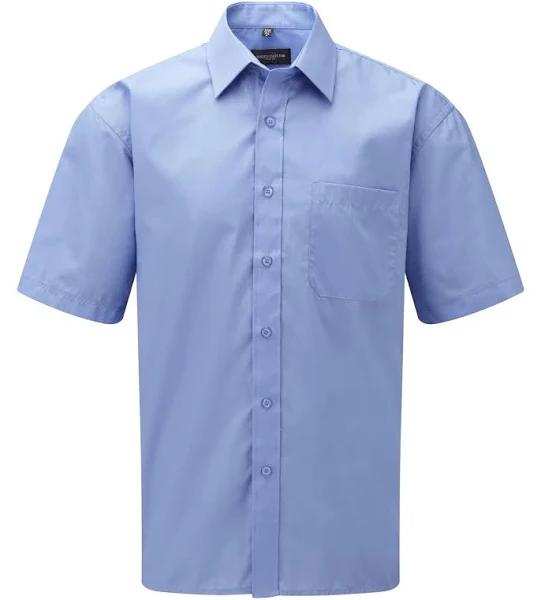 Russell Collection Men's Easy Care Poplin Short Sleeve Shirt Corporate