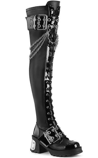 Demonia BRATTY-304 Black Stretch Vegan Leather Size 10