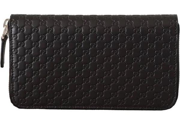 Gucci Black Wallet Microguccissima Leather Zipper Wallet