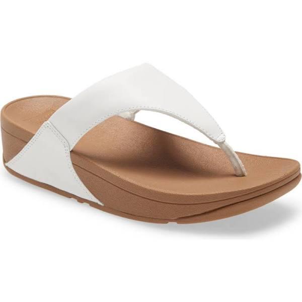 FitFlop Lulu Leather White Toe-Post Sandals