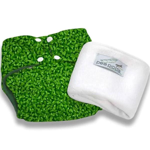 Pea Pods One Size Reusable Nappy - Green Leaves