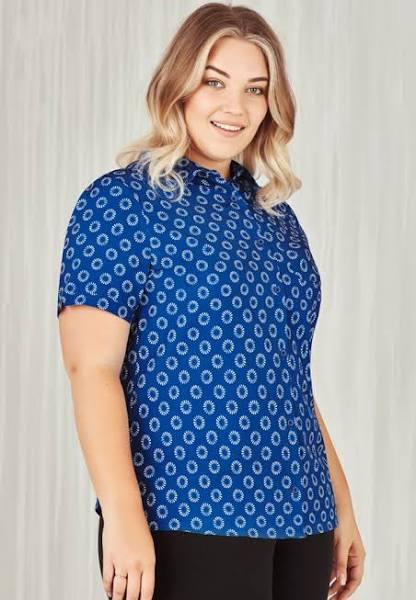 Womens Florence Daisy Print Short Sleeve Shirt Electric Blue / 22