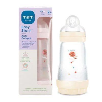 MAM Easy Start Baby Bottle 260 ml 2 Months and + Flow 2 - Colour: Cotton