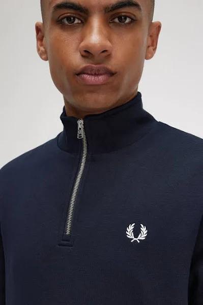 Fred Perry Men's Half Zip Sweat in Black, Size XS | End Clothing