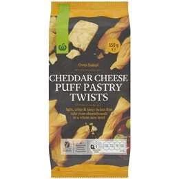 Woolworths Cheddar Cheese Puff Pastry Twists 150g