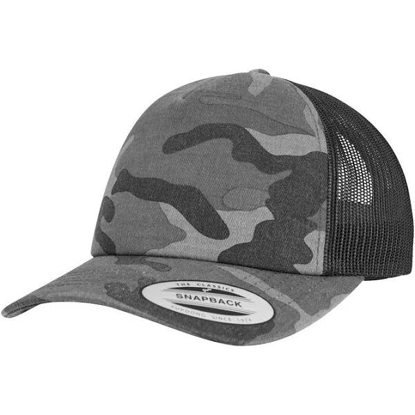 Flexfit Camo Trucker Cap Dark Camo/Black One Size Cotton Polyester Trucker Cap