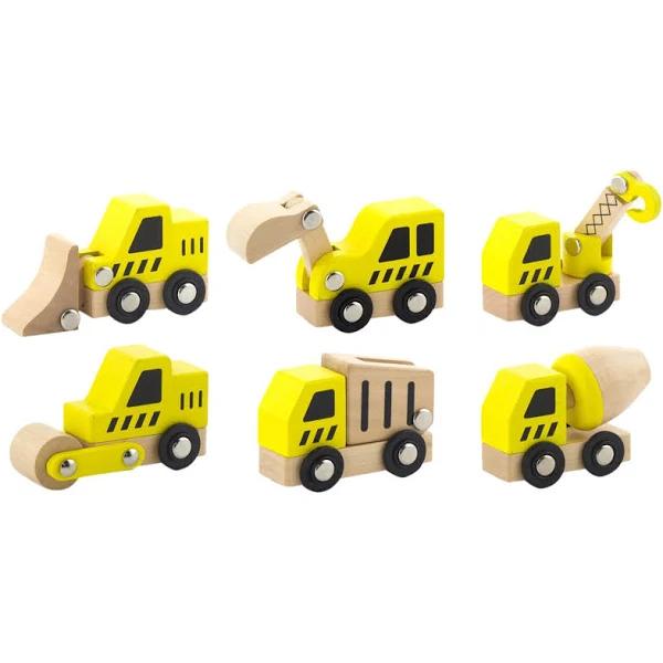 Viga 6 Wooden Construction Vehicles Set