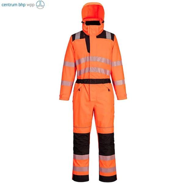 Portwest PW3 Hi-Vis Rain Coverall PW355 Orange/Black L