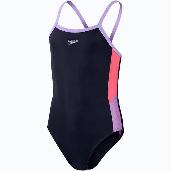 Speedo Dive Thinstrap Swimsuit Blue 9-10 Years Girl