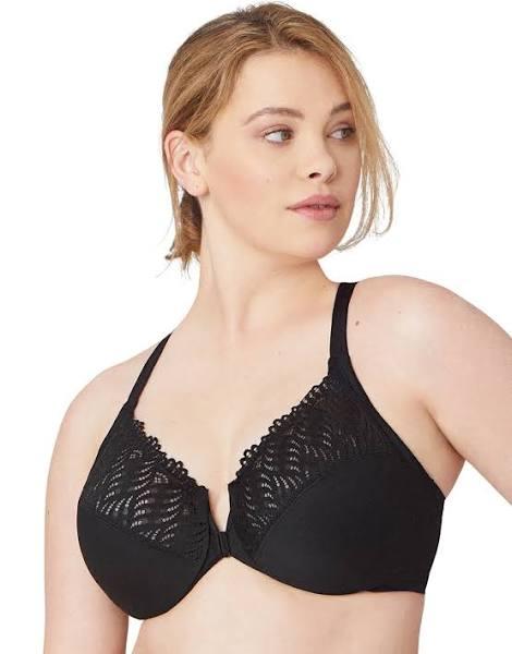 Glamorise Front-Closure T-back WonderWire Bra - Black - 20F Black