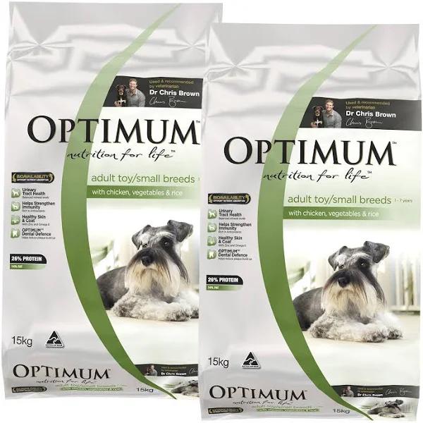 Optimum Chicken Vegetables and Rice Toy Small Breed Adult Dry Dog Food 30kg by Budget Pet Products