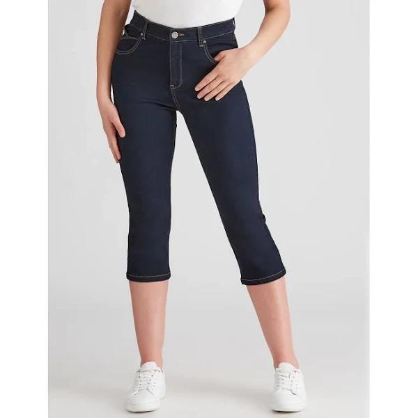 Rockmans Crop Comfort Waist Jeans - Size 14 - Womens - Indigo Wash