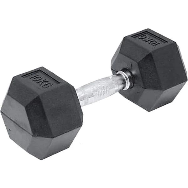 10kg Commercial Rubber Hex Dumbbell Gym Weight