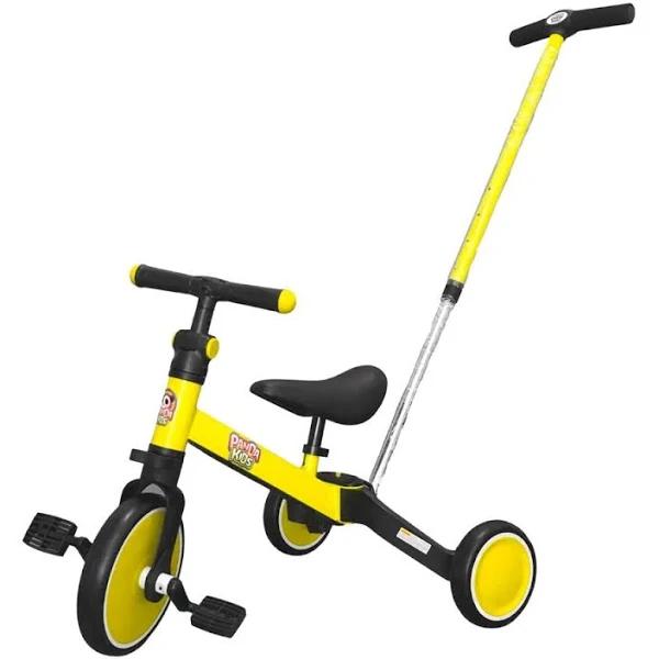 Panda Kids & Baby - 2 in 1 Foldable Balance Bike & Tricycle With Push Bar - Yellow