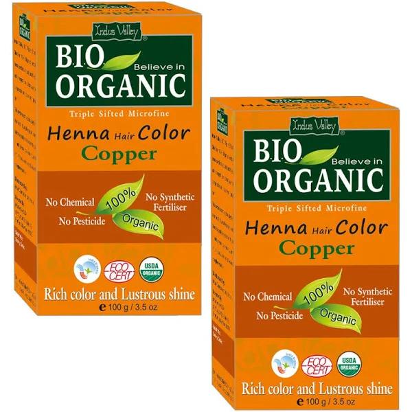 Indus Valley 100% Chemicals Free Natural Organic Triple Sifted Micro Fine Copper Henna Hair Colour with Antifungal and Antimicrobial Properties That