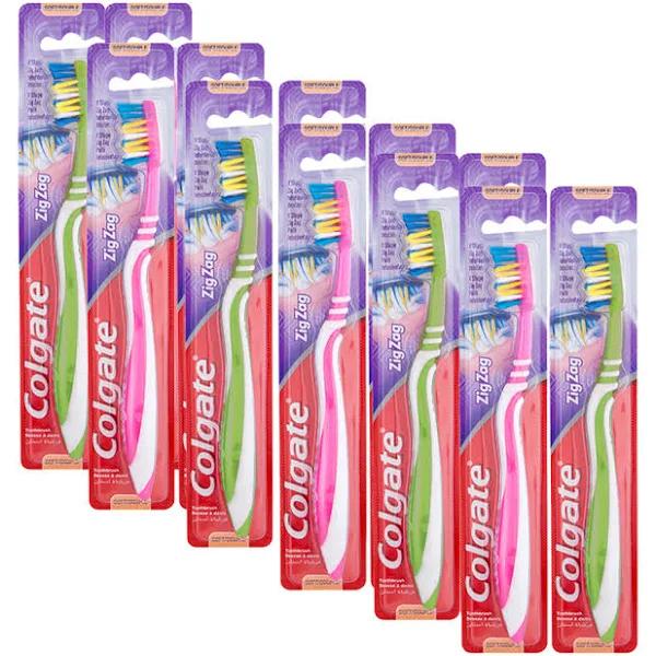 Colgate 12pk Zig Zag Toothbrush Dental Oral Care Pack Soft Bristles Assorted