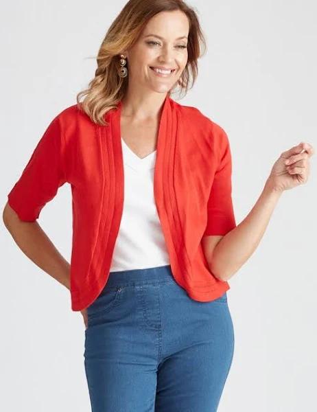 Millers Elbow Sleeve Crop Cardigan - Size XXL - Womens - Red