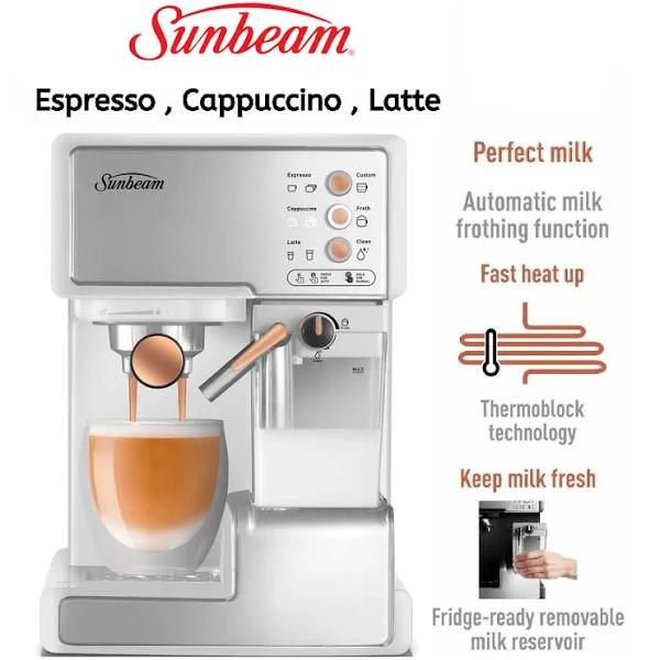 Sunbeam Coffee Machine With Milk Frother Espresso Cappuccino Cafe