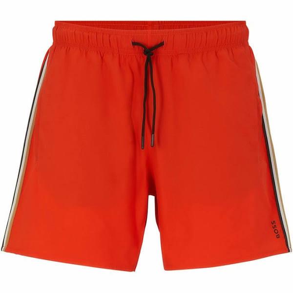 Boss Swim Shorts With Signature Stripe and Logo, Men, Size: S, Orange