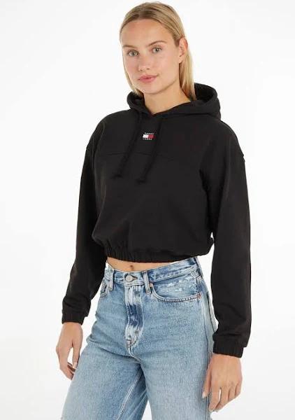 Tommy Hilfiger Womens Long Sleeve Hooded Sweatshirt Black / XS