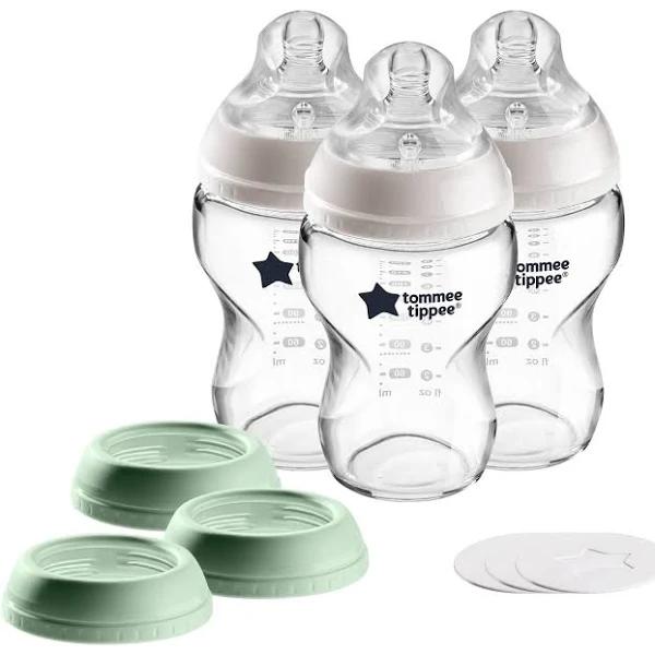 Tommee Tippee Closer To Nature 3 in 1 Convertible Glass Baby Bottles - 9oz, 3ct