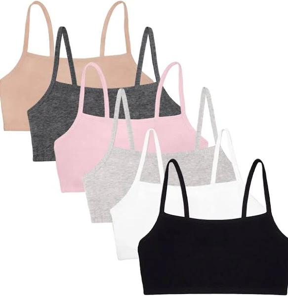 Fruit of The Loom Women's Spaghetti Strap Cotton Sports Bra, Opaque (Pack of 4)