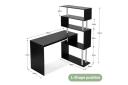 L-shaped Rotating Home Office Desk Corner PC Computer Table w/ Hutch 4 Tier Bookshelf Storage Black