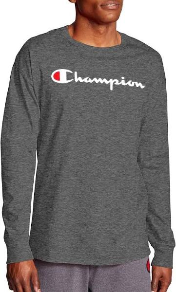 Champion Men's Tee Shirt Granite Heather Classic Long-Sleeve Tee S