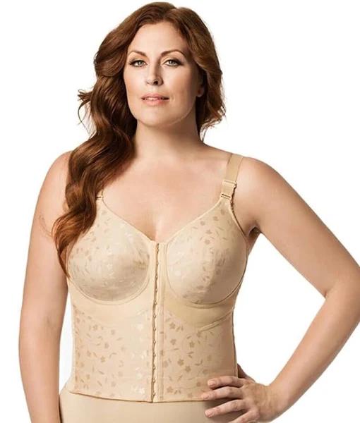 Elila Wire-Free Front Opening Longline Bra - Nude - 16G