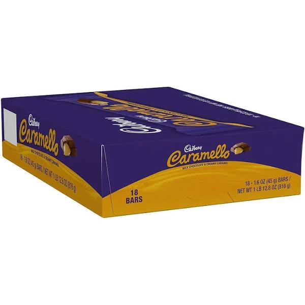 18 Cadbury Caramello Candy Bars 1.6 oz, Milk Chocolate Creamy Caramel