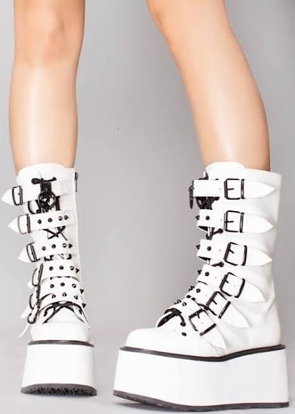 Demonia DAMNED-225 White Vegan Leather Size 10